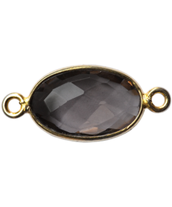 925 Silver Smoky Topaz Connector WITH GOLD PLATING