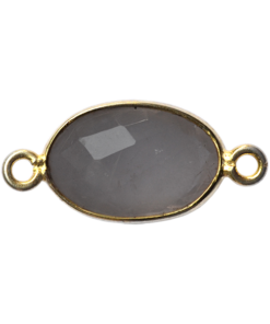 925 Silver Rose Quartz Connector WITH GOLD PLATING