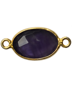 925 Silver Amethyst Connector WITH GOLD PLATING