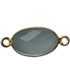 925 Silver Aqua Chalcedony Connector with GOLD PLATING