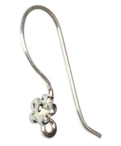 Sterling Silver Ear wire with Small Flower