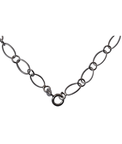 Sterling Silver Brushed Link Chain-45 Cms - Silver Beads and Findings