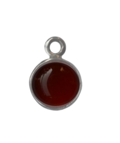 Sterling Silver with Round Carnelian Charm