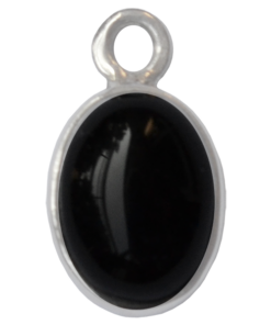 Sterling Silver Oval Black Onyx Charm