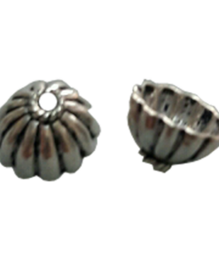 Sterling Silver Striped Bead Cap