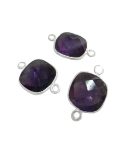 Sterling Silver Square Amethyst Connector