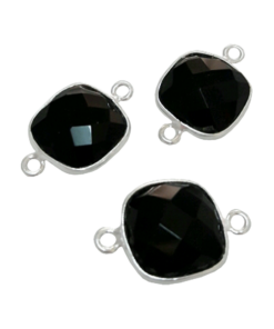 Sterling Silver Square Black Onyx Connector