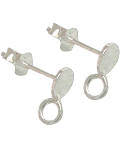 Sterling Silver 4mm Flat Pad Stud with Loop and Earring Back