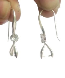 Sterling Silver Prong Earwire with Zircon