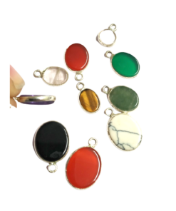 Sterling Silver FLAT Stone Charms (PACK OF 10 PCS)