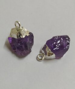 Rough Natural Amethyst with 925 Silver Electroplating