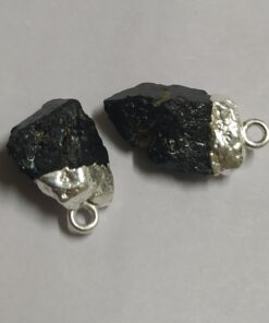 Rough Natural Black Onyx with 925 Silver Electroplating