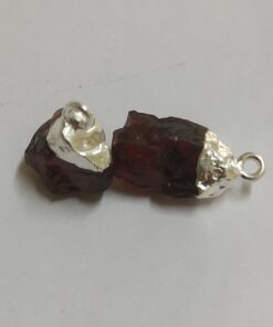 Rough Natural Garnet with 925 Silver Electroplating
