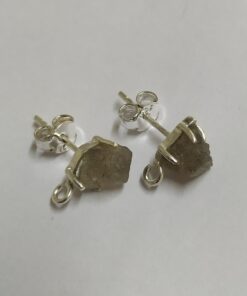 Rough Natural Labrodorite Studs 925 Sterling Silver with Open Loop Below