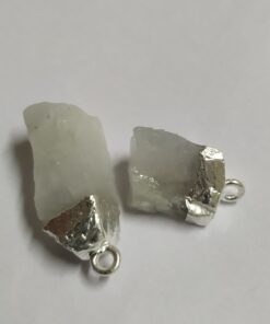 Rough Natural Rainbow Moonstone with 925 Silver Electroplating