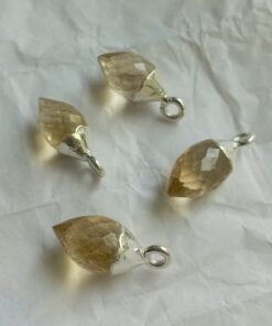 Faceted Olive Citrine 925 Silver Charm