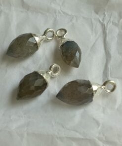 Faceted Olive Labrodorite 925 Silver Charm