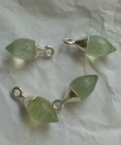Faceted Olive Phrenite 925 Silver Charm