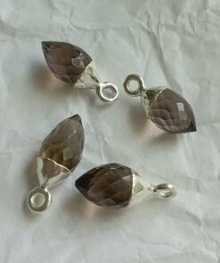 Faceted Olive Smoky Quartz 925 Silver Charm