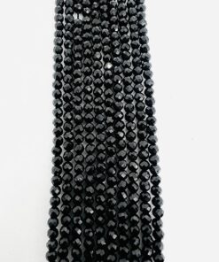 Round Faceted 4mm Black Onyx Beads 36 cms length approx
