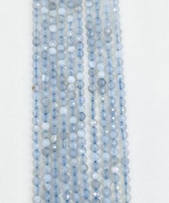Round Faceted 4mm Bluelace Agate 36cms string length approx
