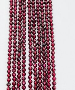 Round Faceted 4mm Garnet Beads 36 cms approx string length