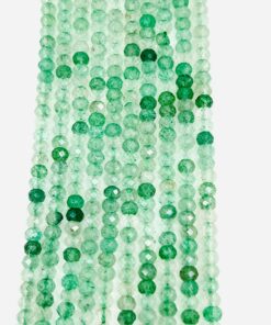 3*4mm Faceted Green Strawberry Quartz Beads approx 36 cms string length