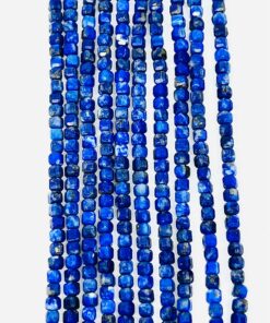 Cube Shape Faceted 2.5mm Lapis Beads 36 cms approx string length