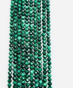 Round 3mm Faceted Malachite Beads 36 cms approx string length