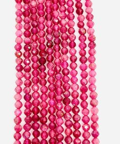 Round Faceted 3mm Pink Tourmaline Beads 36 cms string length