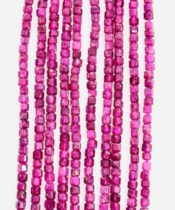 Cube Shape Faceted 2.5mm Ruby Beads approx 36 cms string length