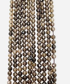 Round 4mm Faceted Smoky Quartz 36 cms string length
