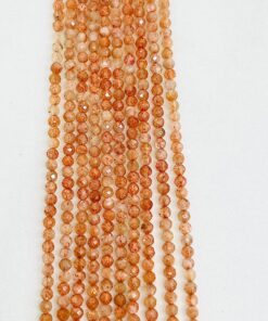 Round Faceted 4mm Sunstone Beads 36 cms approx string length