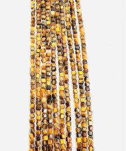 Cube Shape Faceted 2.5mm Tiger Eye Beads approx 36 cms string length
