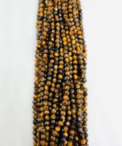 Round Faceted 4mm Tiger Eye Beads 36 cms string length