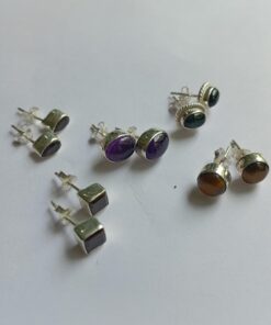 Assorted 925 Silver Gemstone Studs (5 Pairs)