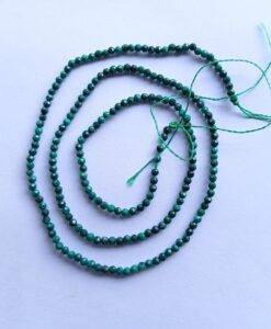 2mm Malachite Faceted Round Beads approx 36 cms string length